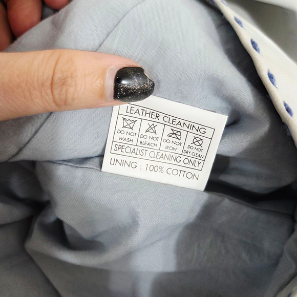 Double D Ranch light blue leather moto jacket studded distressed size large - Picture 10 of 10